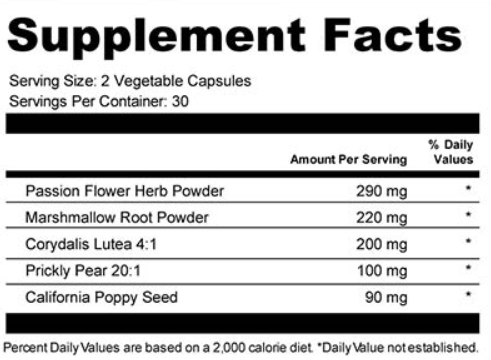 Nerve Control 911 Supplement Fact